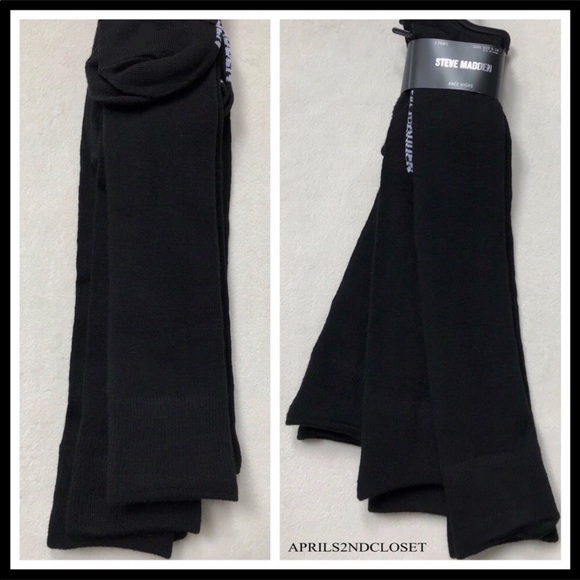STEVE MADDEN 3 BLACK TALL KNEE HIGH BOOT SOCKS A3C - Picture 3 of 16